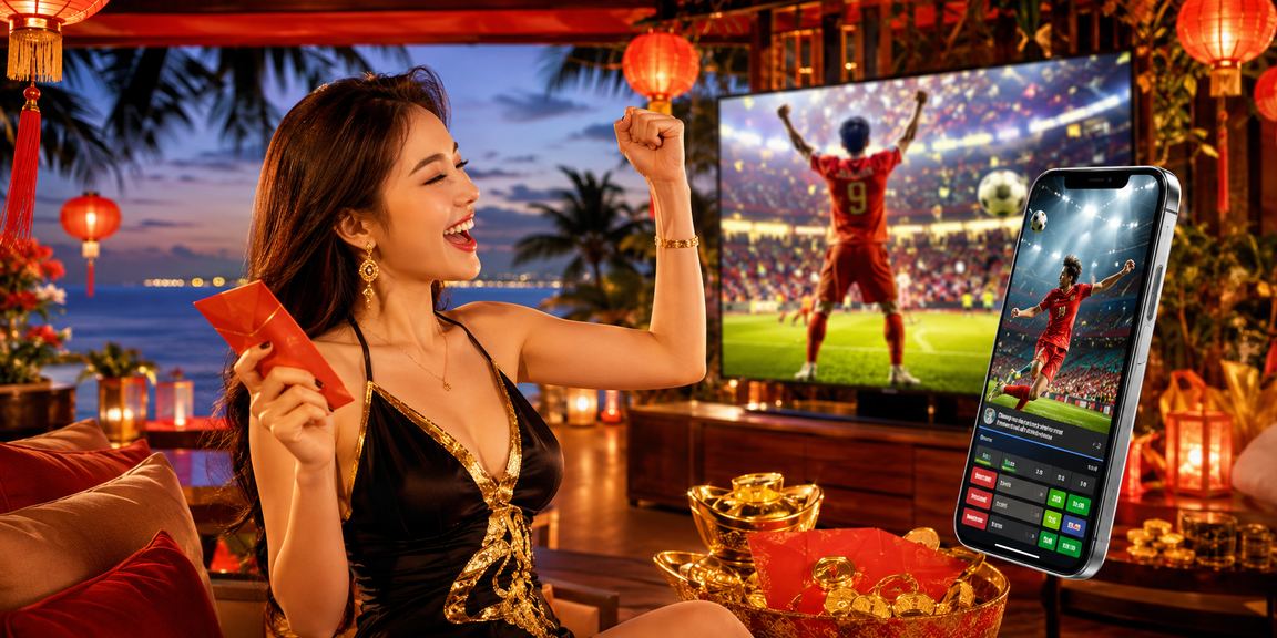 Người chơi tại Phú Quốc cầm đèn lồng và tận hưởng trải nghiệm cá cược thể thao trực tuyến trên điện thoại
